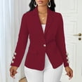 thumbnail image 2 of Edvintorg Womens Blazers for Work Casual Long Sleeve Notch Lapel Suit Jackets with Buttons Fashion Clothing Women Wine XXL, 2 of 9