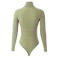 thumbnail image 4 of MixMatchy Women's Long Sleeves Ribbed Sweater Turtleneck Bodysuit Leotard, 4 of 7