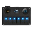 thumbnail image 4 of 6 Gang Marine Rocker Switch Panel Waterproof 12 Volt, Boat Toggle Switch Panel 12V Blue LED Lighted for Boat Car RV UTV, 4 of 6