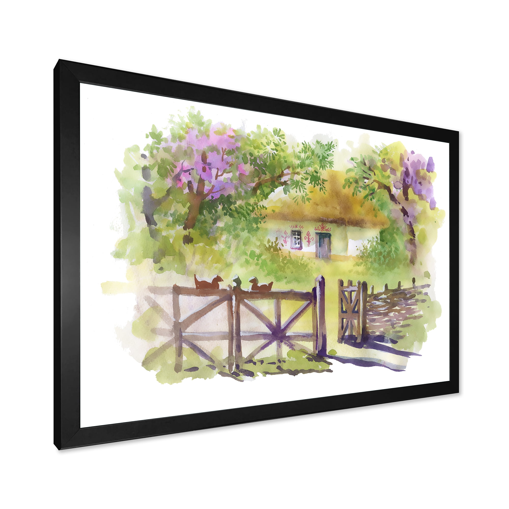 Designart 'Impression of Rustic Cottage In The Woods' Traditional Framed Art Print