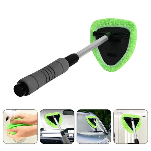 OFFIGAM Windshield Cleaner Brush with Green Triangular Plastic , Car Window Cleaning Tool for