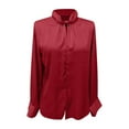 thumbnail image 5 of Women's Elegant Satin Blouse, Unique Neckline Design Top, Special Occasion Shirt, Luxurious Sheen Fabric, Dressy Casual Wear, Soft Draping Pullover Red XXL, 5 of 7