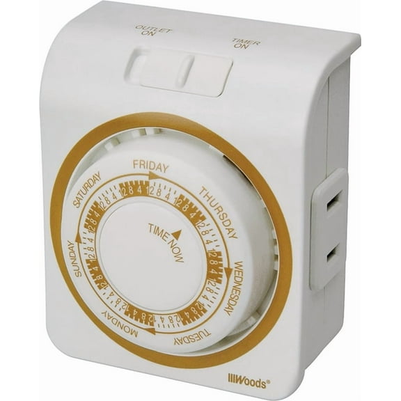 Woods 7-Day Indoor Mechanical Vacation Security Timer 50003 - Programmable - White