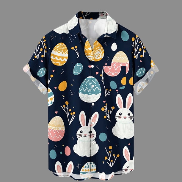 Ceisia Men's Loose Short Sleeve Printed Casual Shirt with Chest Pocket Black L Gifts