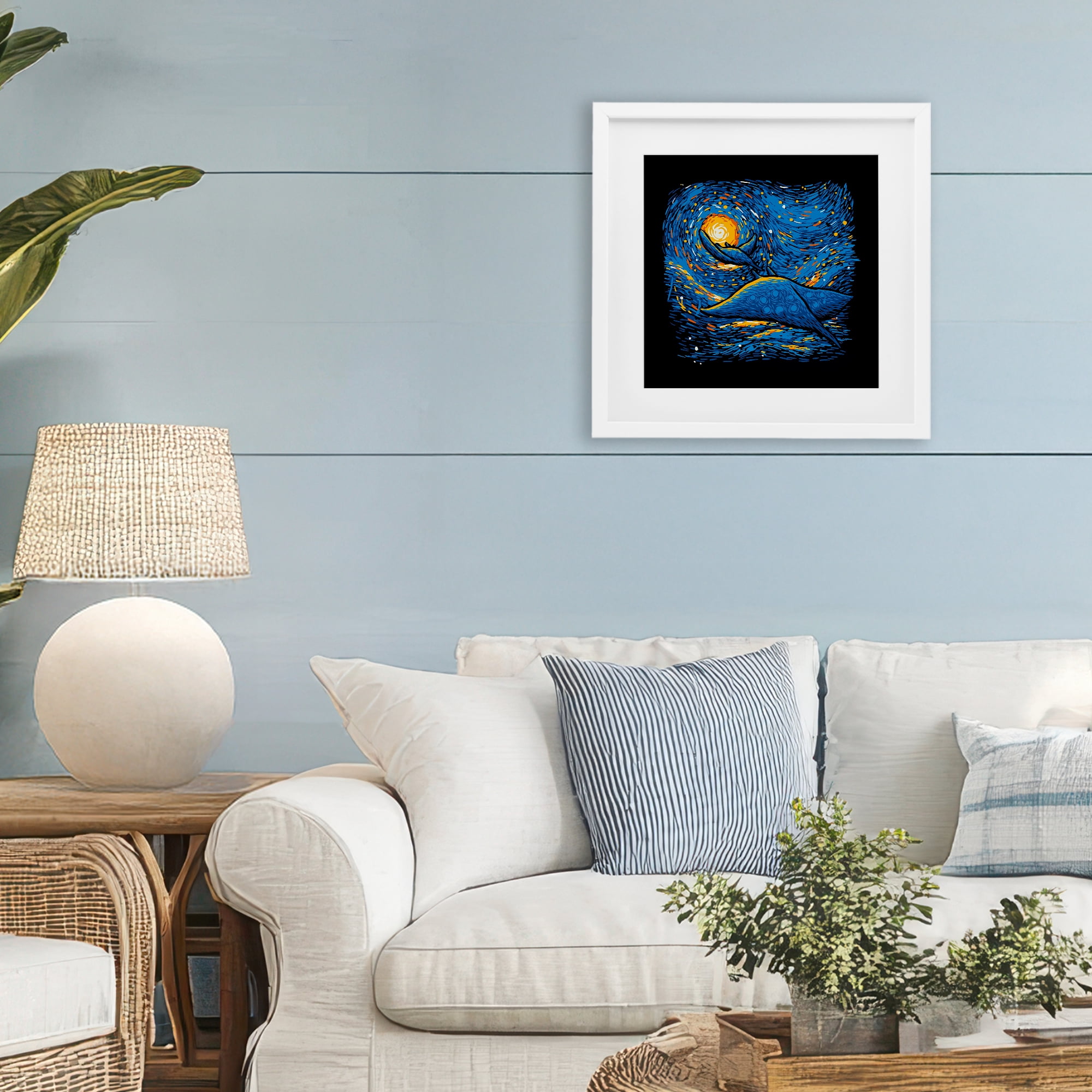 Stupell Industries Impressionist Manta Rays White Framed Print Under Glass, design by Tobe Fonseca