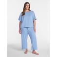 thumbnail image 2 of Joyspun Women's French Terry Lounge Sleep Short Sleeve Top and Capri Pants Set, 2 Piece, Sizes XS-3X, 2 of 2