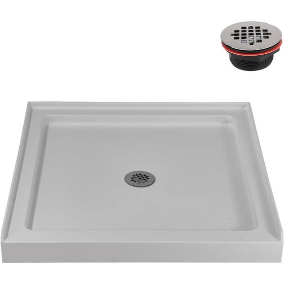 Streamline NTM-618-36WH-AL 36 in. x 36 in. Alcove Acrylic Shower Base in Matte White with Center Drain, Drain Included