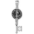 thumbnail image 3 of Sterling Silver Saint Benedict Medal Key Medal Handmade 1 1/16 inch (27mm) tall 24 inch R_50, 3 of 4