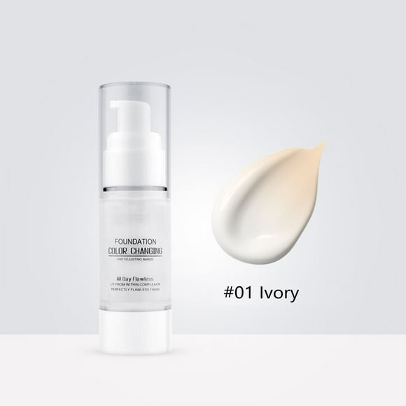 Portable Temperature Changing Liquid Foundation Natural Color Ivory White Brightening Concealer Fit Skin Tone Is Not Easy To Fade 2 Colors Optional Suitable 30Ml/1.05Fl Oz, Concealer Concealer