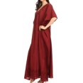 thumbnail image 3 of Sakkas Favi Womens Casual Long Maxi Dress Caftan Cover Up Loungewear in Rayon - Red - One Size Regular, 3 of 5