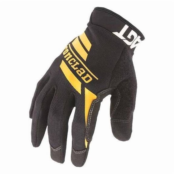 Workcrew(R) Mechanics Gloves, Synthetic Leather Palm, Nylon Back, M, Black/Yellow