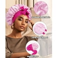 thumbnail image 5 of 2Pcs Satin Bonnet Silk Bonnet for Sleeping Silk Sleep Cap Double Layer Hair Bonnet with Elastic Tie Band for Curly Hair Night Cap, 5 of 7