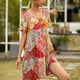 thumbnail image 4 of Vestido Bohemia Vestido de manga corta con cuello en V Mujer Ropa de verano, XL, Rojo y amarillo Vogacara AP001221-08, 4 of 7