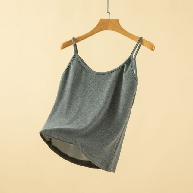 Ropa interior térmica para mujer, otoño e invierno, camiseta térmica de tirantes con cuello redondo y forro polar suave, sin mangas, de poliéster.