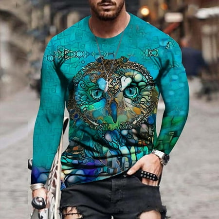 

Men s 3D Animal Graphics Print Shirts Digital Novelty Pattern Crewneck Long Sleeve Fall Tops Unisex Daily Blouse