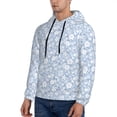 thumbnail image 3 of Daiia Gray White Floral for Men's Fashion Hoodies & Sweatshirts with Kangaroo Pocket Hooded Sweatshirt Breathable & Moisture Wicking-Large, 3 of 7