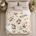 thumbnail image 5 of Vintage Watercolor Cherry Blossom Fruit, Peaceful Botanical Garden Scene, Warm Flannel Blanket for Sunroom and Reading Nook, Garden Lovers Valentine's Day Gift, Botanical Home Decor, 5 of 9