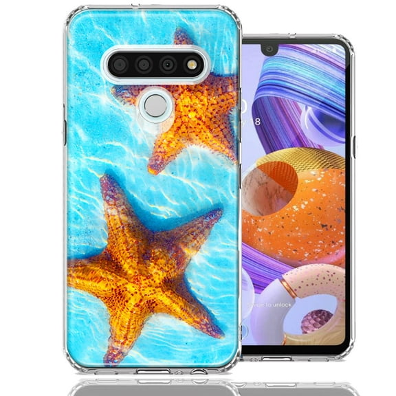 MUNDAZE For LG Stylo 6 Ocean Starfish Design Double Layer Phone Case Cover
