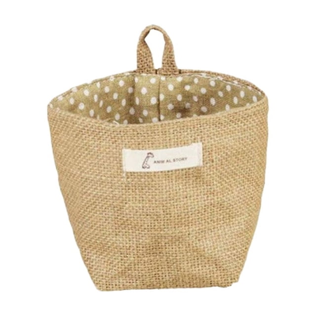 Billuyoard Bolsa de almacenamiento de yute, cubo plegable para artículos diversos, organizador lavable, colgante de artículo para habitación Almacenamiento y organización del hogar Amarillo