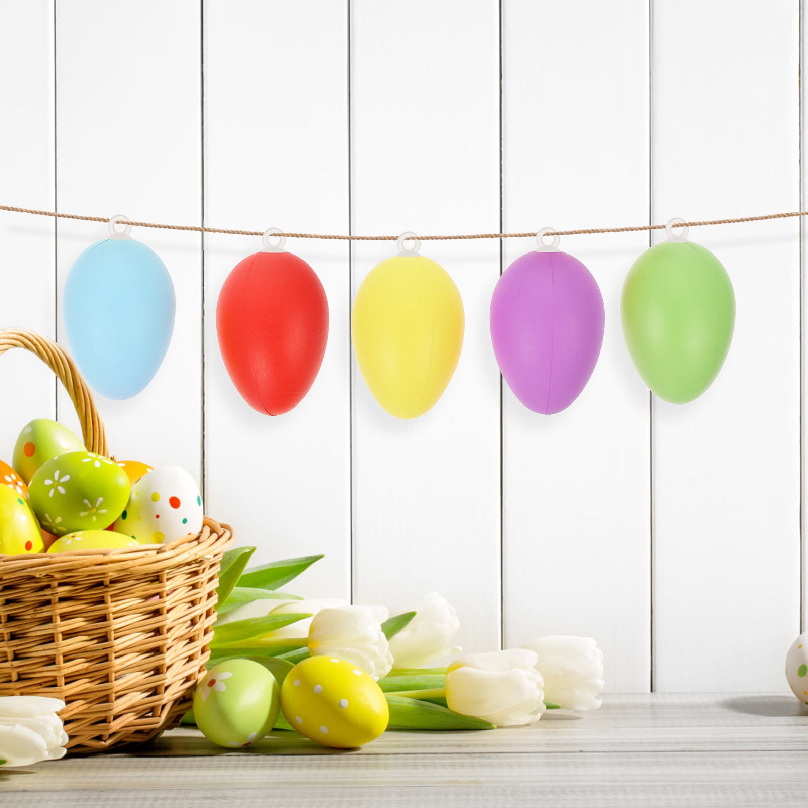 BESTYASH 100Pcs Easter Fake Plastic Eggs for Crafting Hanging Decor and Scene Layout Use
