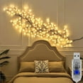 thumbnail image 2 of USB-Powered 96 LED Willow Vine Wall Light - Warm White, 70.9" Artificial Plant Branch Decor for Living Room & Bedroom, 2 of 12