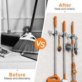 thumbnail image 2 of SUTRAME Mop and Broom Holder Wall Mount, Upgraded Broom Organizer Wall Mount, Stainless Steel Broom Hanger Wall Mount for Home Kitchen Garden Laundry Garage (3 Racks with 4 Hooks), 2 of 7