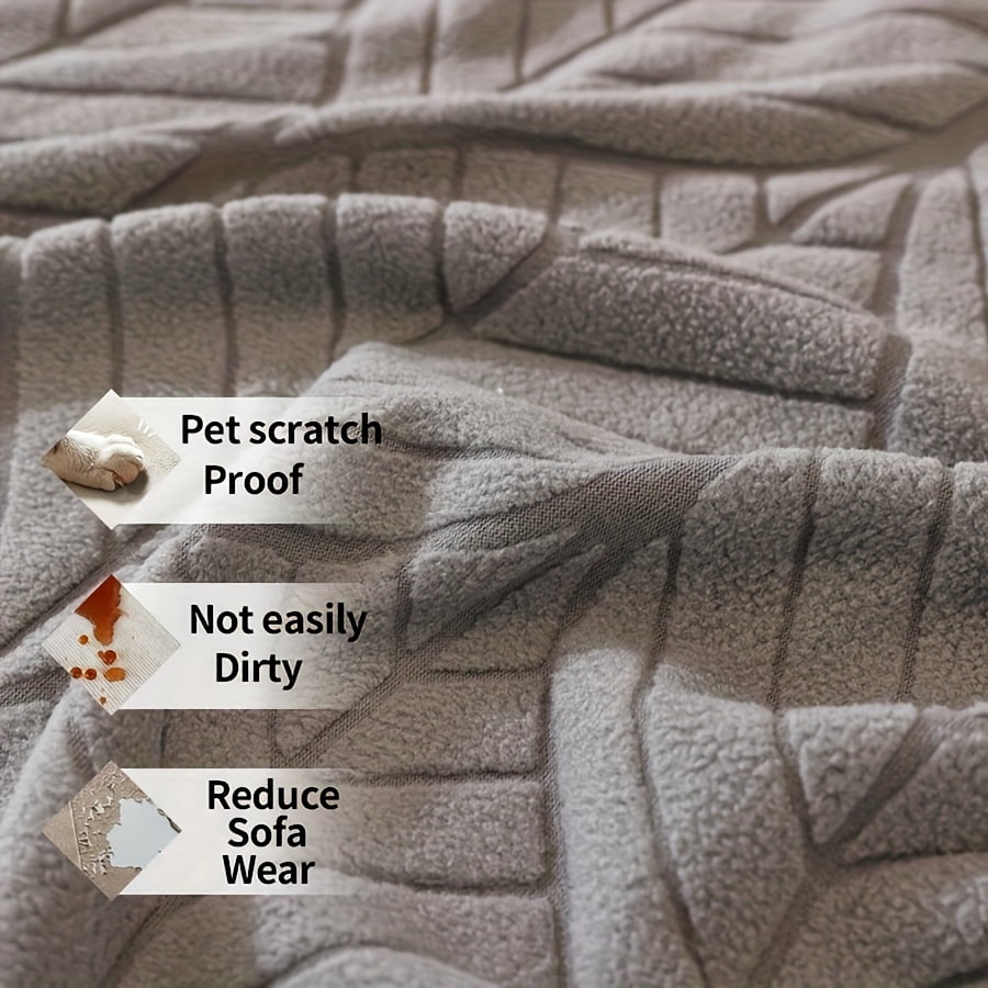 1PC Luxurious Jacquard Stretch Sofa Slipcover, Pet-Friendly Hairproof & Anti-Slip, All-Season Furniture Cover for Couch, Loveseat, Armchair, Sectional, Easy to Install & Wash