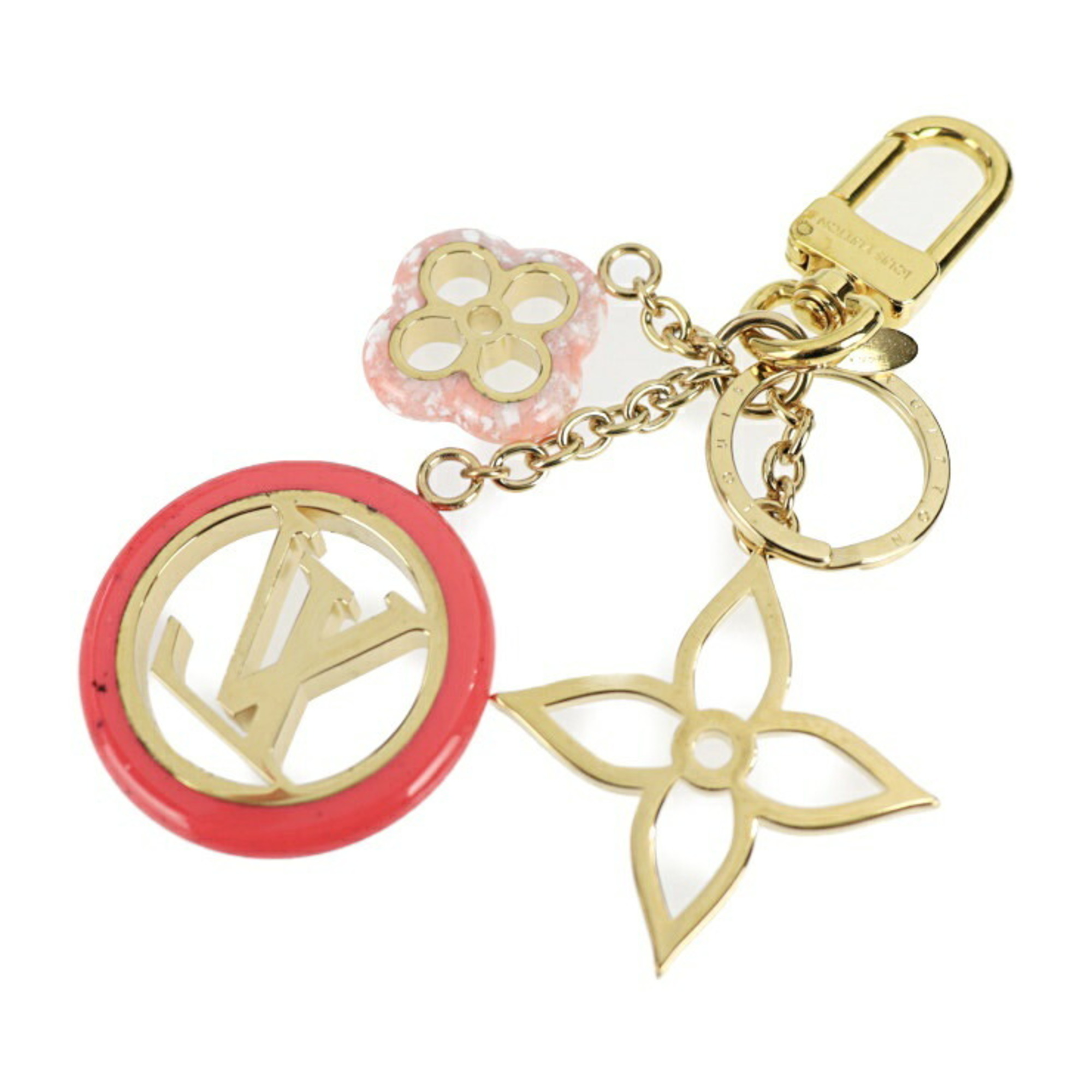Authenticated Used LOUIS VUITTON Louis Vuitton Portocre Color Line Key  Holder M64525 Metal Resin Pink Gold Ring Bag Charm