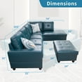 thumbnail image 4 of PonLiving Sectional Sofa Couch, L-Shaped 3-Piece Couch Living Room Sofa Set for Small Space, Apartment, Loft, Office, Right Hand Facing, Peacock Blue, 4 of 8