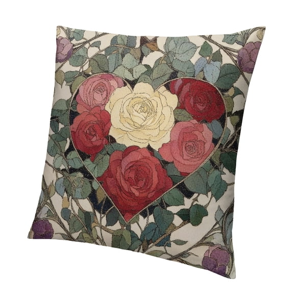Autua Floral Pillow Covers, Burgundy Rose Botanical Throw Pillow Cases, Seasonal Decorative Square Cottage Decor Cushion Covers for Home Sofa Bed Couch 12x12in