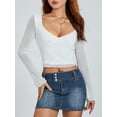 thumbnail image 4 of Lamuusaa Women's Sweetheart Neck Cropped Tops Solid Color  Long Sleeve Shirts Streetwear, 4 of 9