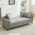 thumbnail image 3 of Gray Chenille Chaise With Fabric & 4 Pillows - For Living Room, Bedroom, Apartment, Guestroom Elegant Lounge In Chenille, Walnut Legs, 3 of 6