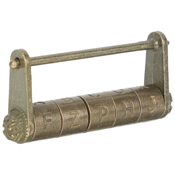 Vintage Antique Combination Lock Zinc Alloy Lock Carved Word Padlock for Suitcase