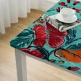 thumbnail image 5 of HAOXIT  Block Print Decorative Tablecloth Square Floral Table Cover for Indoor and Outdoor Use Farmhouse Table Overlay for Spring Easter, Dining, Party, (Cotton, Turquoise) 52*52, 5 of 8
