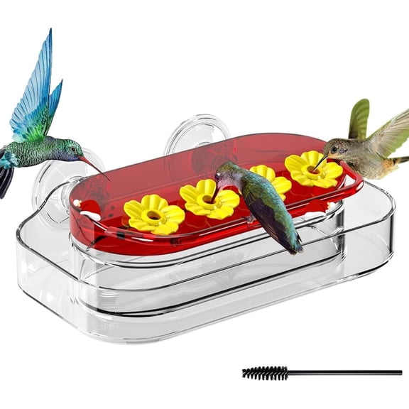 ACDANC Window Hummingbird Feeder,Strong Suction Cup Hummingbird Feeder with 4 Feeding Ports,Easy to Clean and Refill Plastic Humming Bird Feeder,Gifts,1 Pack,10Oz