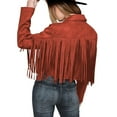 thumbnail image 2 of Lisingtool Clearance Womens Summer Tops Jackets for Women Ladies Fashion Solid Color Fringe Faux Suede Leather Jacket Fashion Fringe Motorcycle Cropped Jacket S-XL Clearance sale, 2 of 5
