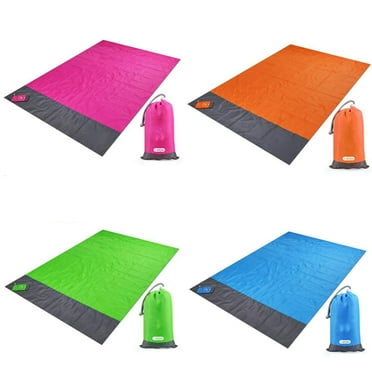 Manwang Sandfree Beach Blanket, Waterproof Picnic Blanket, Quick Drying Indoor&Outdoor Family Mat with 4 Stakes for Travel, Camping, Hiking, Music Festival