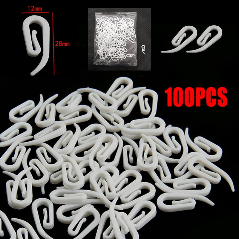 Details about   100X Practical Curtain Hanging Hooks Curtains White Plastic Tape Gliders Y8V3 