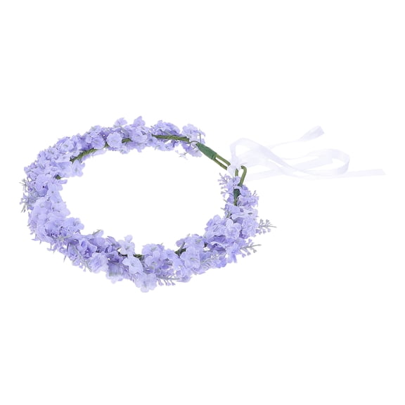 LIOOBO Elegant Bridal Floral Headband with Realistic Lavender Flowers for Weddings