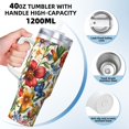 thumbnail image 3 of 40zo Ice Bar Cup With Handle Double Insulation Large Capacity Rust Prevention For Daily Travel And Other Scenes Fall Flowers Lily Flower Butterflies Bees, 3 of 8