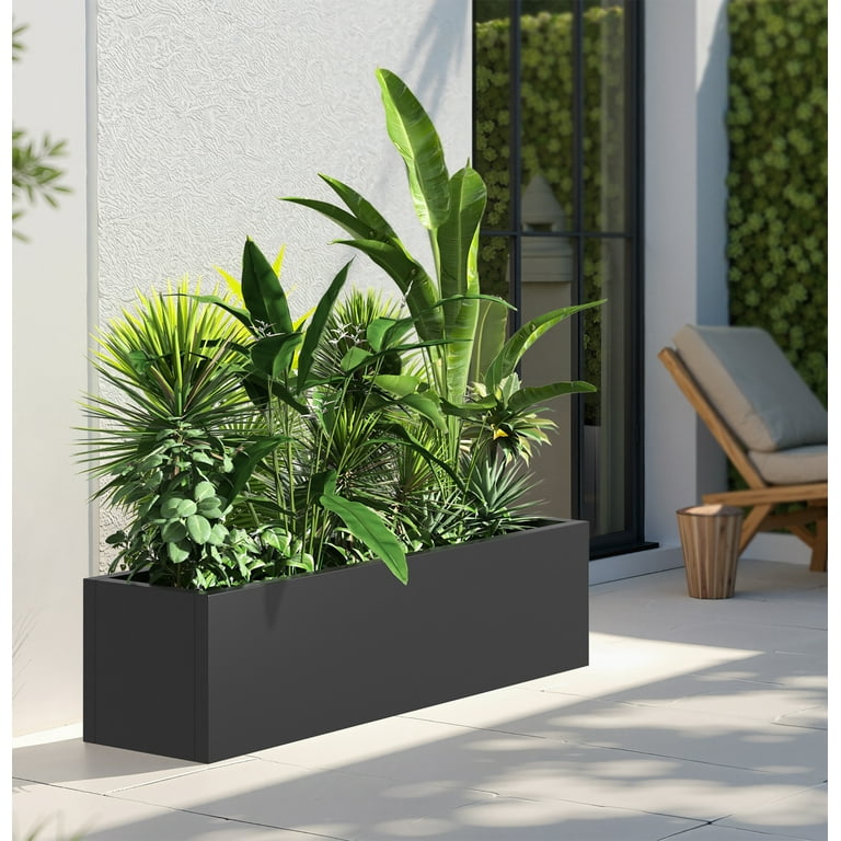 MAYEERTY 36*9*9" Black Modern Large Rect Metal Planter Box with Drainage  Hole for Outdoor Gardening & Balcony - Walmart.com