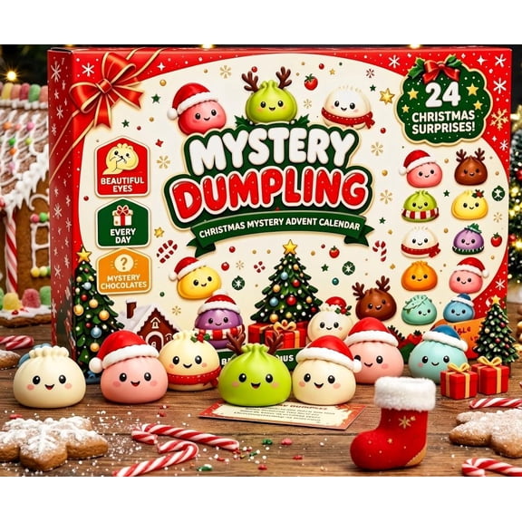 24 Days Christmas Advent Calendar 2027, Mystery Dumpling Squishy Toys Countdown Set, Kawaii Mochi Stress Relief Fidget Toys, Stocking Stuffers Gift for Party Favours