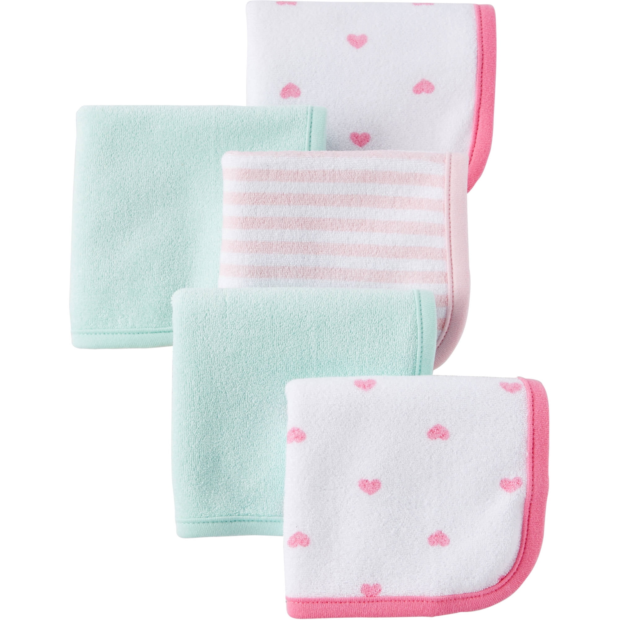 Child Of Mine by Carter's Newborn Baby Girl Washcloths, 5Pack