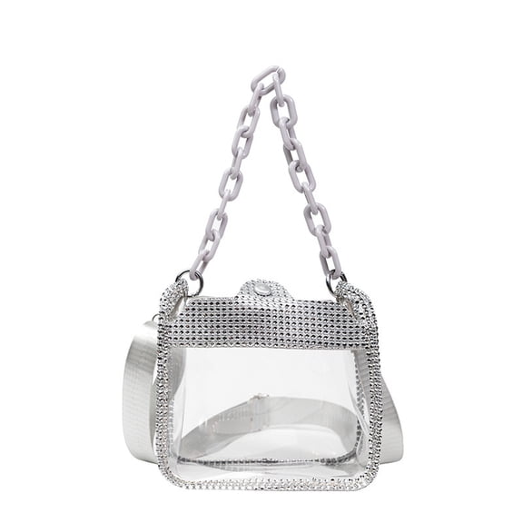 Clear Evening Purses Mini Clutch Bags Women's Crossbody Rhinestone Handbags Shiny Shoulder Bag