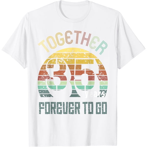35th Years Wedding Anniversary Gifts For Couples Matching 35 T-ShirtMen and women, Black T-shirt, size: Extra large S-4XL