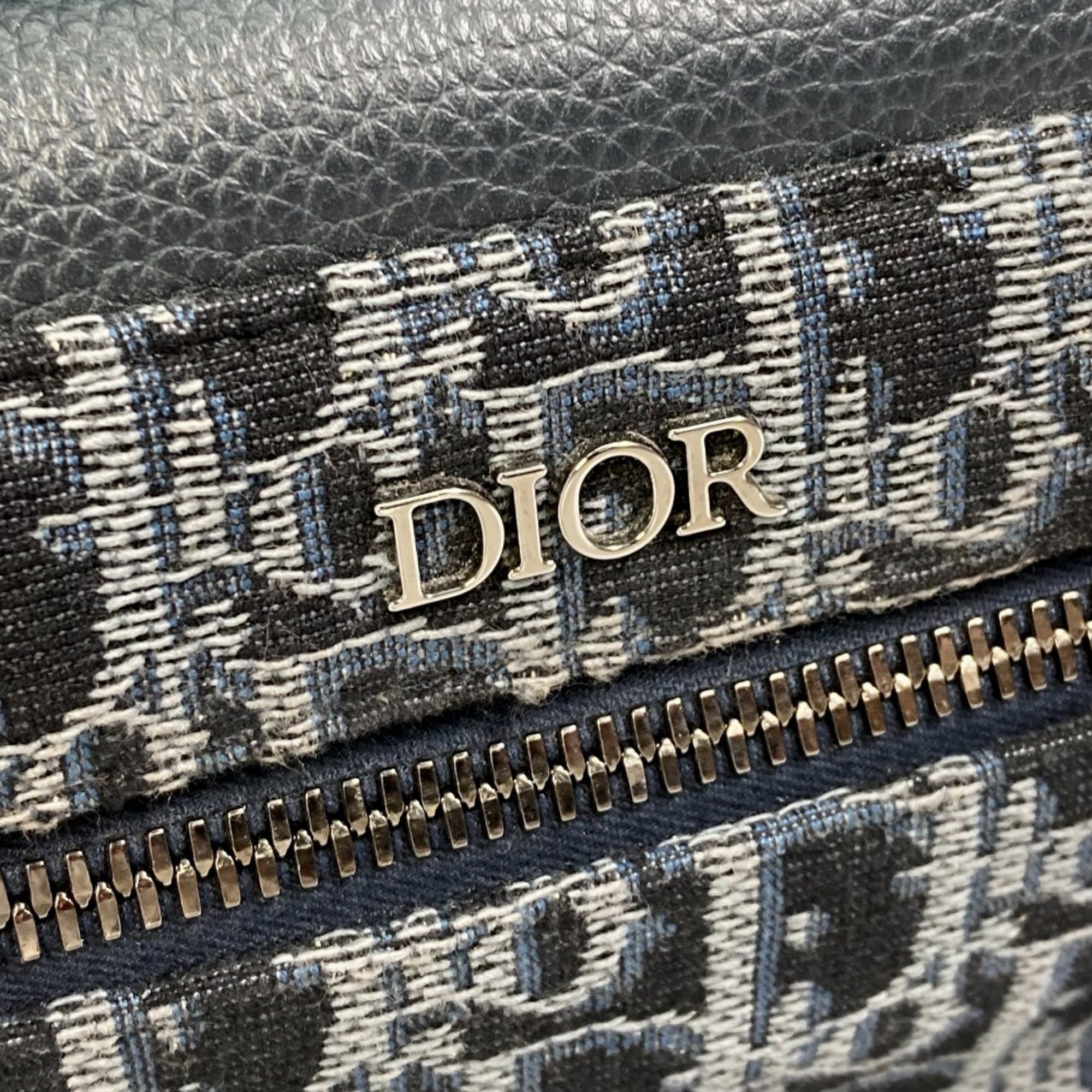 Dior Trotter Oblique Backpack Canvas/Leather Navy Pre-Owned Christian Dior Dior Trotter Oblique Backpack  main image 2