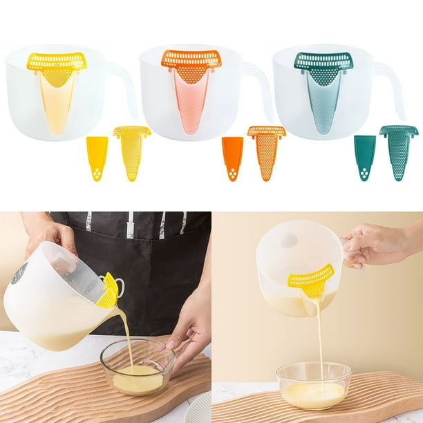 Bol de mezcla de gran capacidad con medidas graduadas – batidor de huevos, filtro de malla fina, separador de aceite – plástico sin BPA, 13,6x10,2 cm, ideal para hornear y cocinar