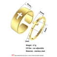 thumbnail image 5 of 2pcs Pair With Matching Rings Cross Promise Ring for Couples - Cross Jewelry Lovers Gift 316L Stainless Steel 2 colours Adjustable, 5 of 5