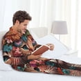 thumbnail image 6 of Picia Flower Crown Cat Pattern Men’s Long-Sleeve Sleepwear Set - Soft 2-Piece Loungewear with Pockets, Comfy PJs for Relaxing Nights-X-Large, 6 of 7