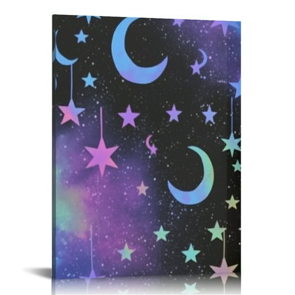 BCIIG Stars Moon Galaxy Wall Decor Canvas Art for Home Office 12x16 in